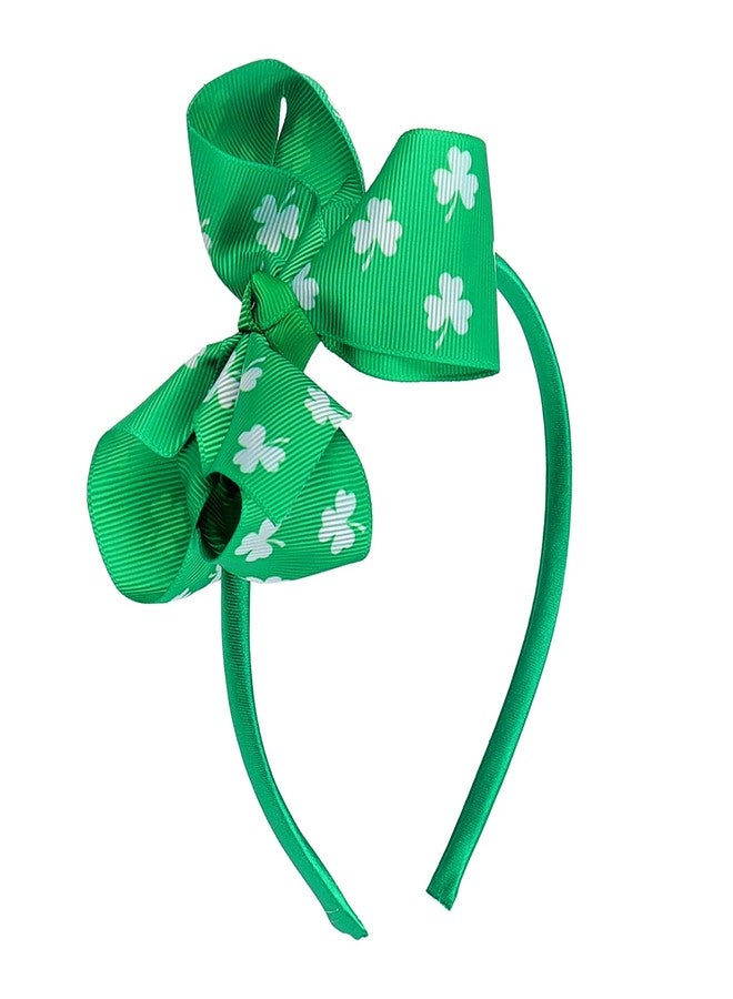 Doneace St. Patrick's Day Headband Shamrock Bow Hair Band Green Clover Hair Accessories for Women Irish Saint Patricks Day Festival Costume Parade Party Supplies - Image 1